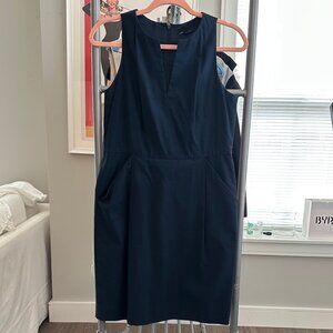 Cotton Blend Navy Sheath Dress